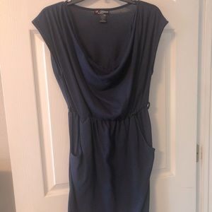 Navy blue shirt dress… with pockets!